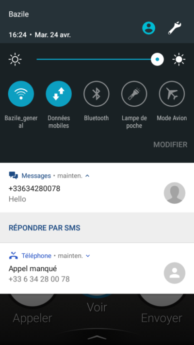 Doro 8035 - barre de notifications - Bazile Telecom